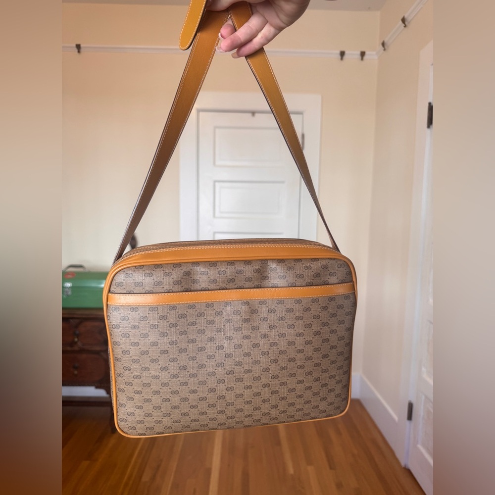 80s Vintage Gucci African Mignon Brown Micro GG Crossbody Bag - Picture 2 of 16